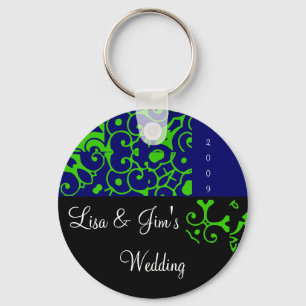Spring Wedding Black & Blue Keychain -Customisable
