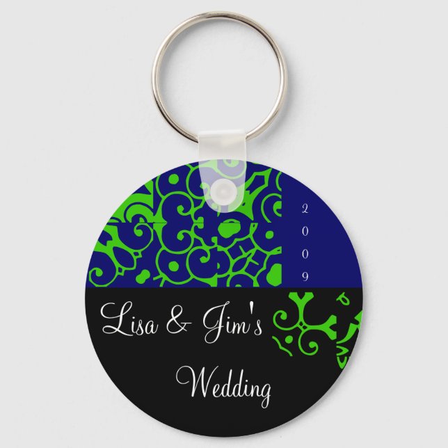 Spring Wedding Black & Blue Keychain -Customisable (Front)