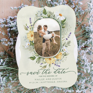 Spring Wedding Colourful Wildflower Floral Trendy Save The Date