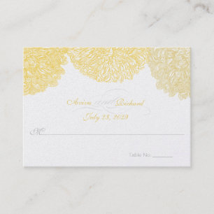 Spring Wedding Colours Gold Floral Table Place Car Card