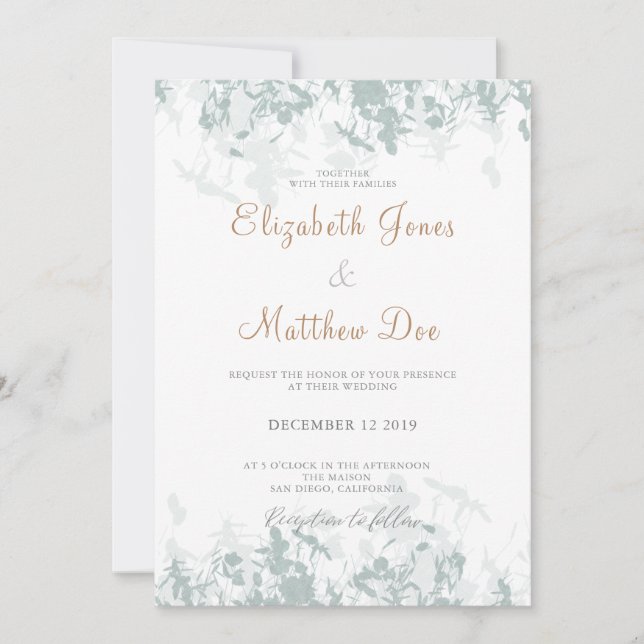 Spring Wedding Gold Calligraphy Wedding Invitation (Front)