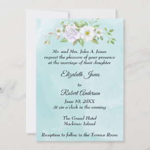 Spring Wedding Invitation with White Wedding Flowe