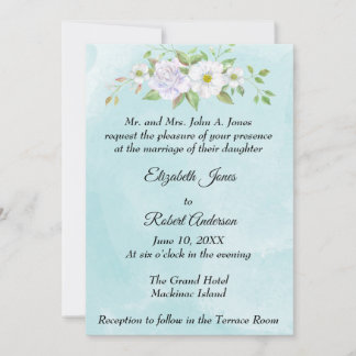 Spring Wedding Invitation with White Wedding Flowe