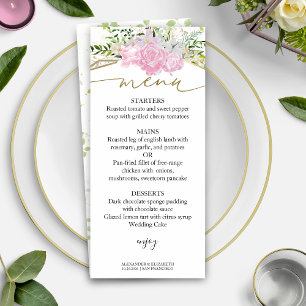 Spring Wedding Menu Card Pastel Colour Wildflower