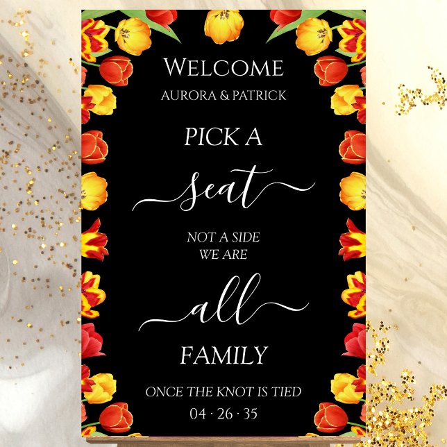 Spring Wedding Pick A Seat Not A Side Personalised Poster (Spring Wedding Pick A Seat Not A Side Personalized Poster)