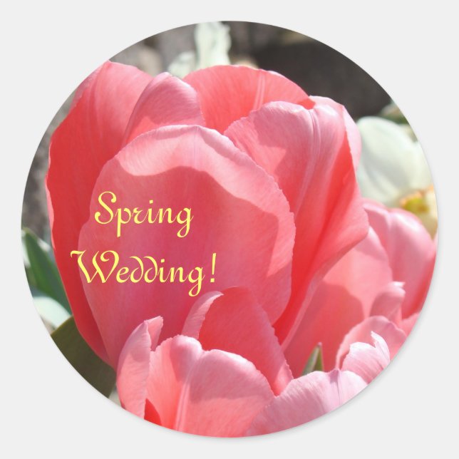 Spring Wedding! stickers Pink Tulips Envelope seal (Front)