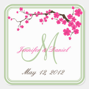 Spring Wedding Summer Wedding Monogram Favour Labe Square Sticker