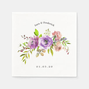 Spring Wedding Watercolor Floral Napkin