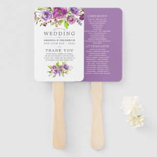 Spring Wedding Watercolor Floral Program Hand Fan