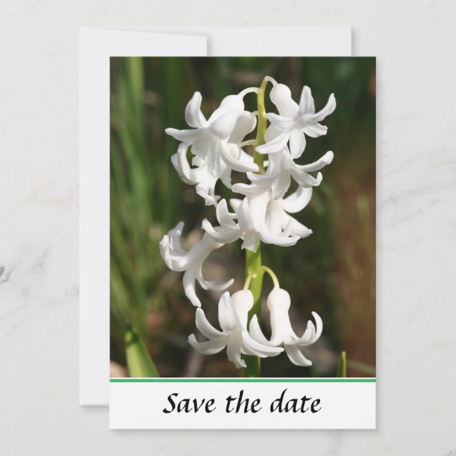 Spring White Bell Flora Flat Save The Date Card (Front)