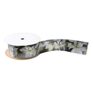 Spring,White Blossoms Photo  Ribbon Satin Ribbon