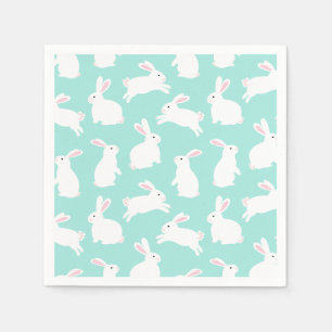 Spring White Bunnies Pattern Napkin