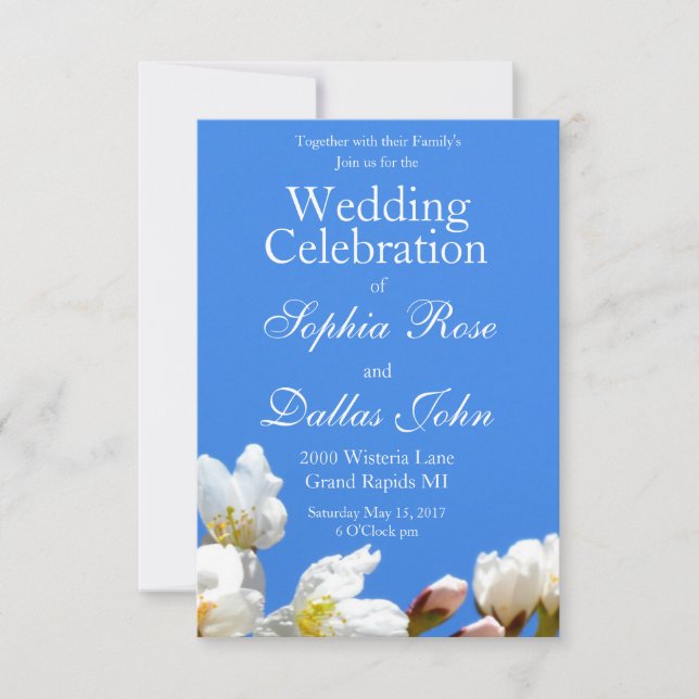 Spring white cherry Blossoms Invitation (Front)
