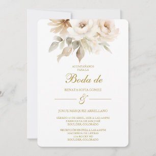Spring white flower Wedding Invitation in Spanish