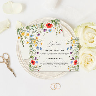 Spring Wild Flower Meadow Wedding Details Enclosure Card