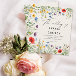 Spring Wild Flower Meadow Wedding  Invitation