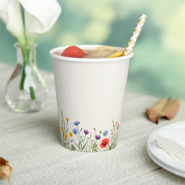 Spring Wild Flower Meadow Wedding  Paper Cups (Insitu)