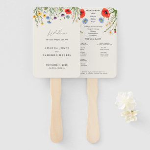 Spring Wild Flower Meadow Wedding Program Hand Fan