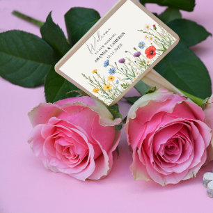 Spring Wild Flower Meadow  Wedding  Rectangular Sticker