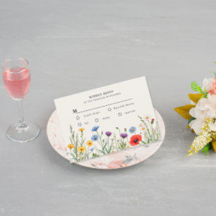 Spring Wild Flower Meadow Wedding RSVP Card