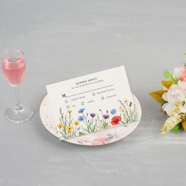 Spring Wild Flower Meadow Wedding RSVP Card (Creator Uploaded)
