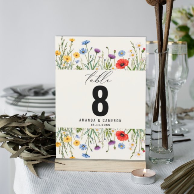 Spring Wild Flower Meadow Wedding  Table Number (Creator Uploaded)