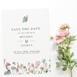 Spring Wild Flowers & Butterfly Wedding Save The Date