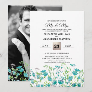 Spring Wild Meadow Photo Engagement Party Invite