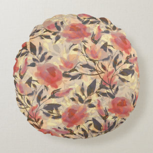 Spring wild roses: watercolor pattern. round cushion