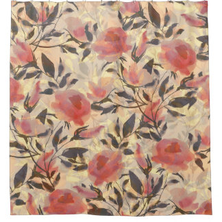 Spring wild roses: watercolor pattern. shower curtain