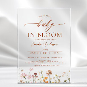 Spring Wildflower Baby in Bloom Baby Shower Acrylic Invitations