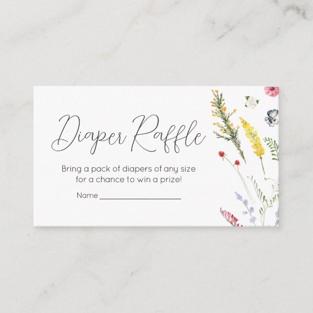 Spring Wildflower Baby in Bloom Diaper Raffle Enclosure Card (Front)