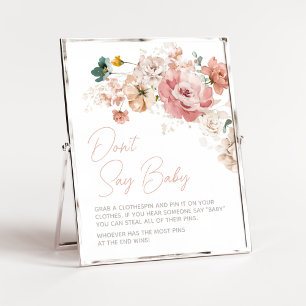 Spring Wildflower Baby Shower Don't Say Baby Poster