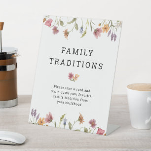 Spring Wildflower Baby Shower Family Tradition Pedestal Sign