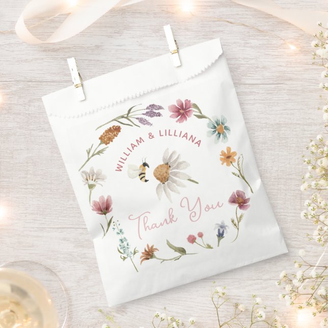 Spring Wildflower Baby Shower Thank You Favour Bags (Clipped)