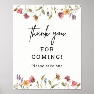 Spring Wildflower Baby Shower Thank You Favours Pe Poster