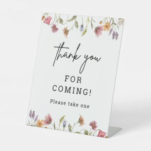 Spring Wildflower Baby Shower Thank You Favours Pedestal Sign