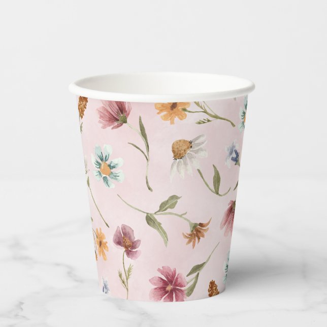Spring Wildflower Birthday Party Paper Cups (Front)