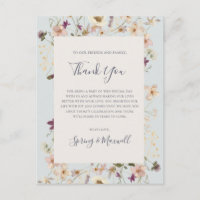 Spring Wildflower | Blue thank You Reception Card