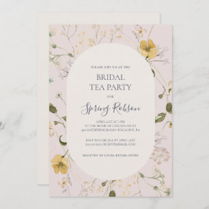 Spring Wildflower Blush Bridal Tea Party Invitation