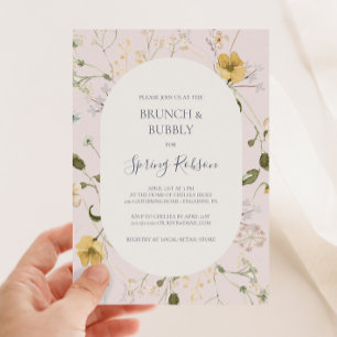 Spring Wildflower   Blush Brunch and Bubbly Shower Invitation