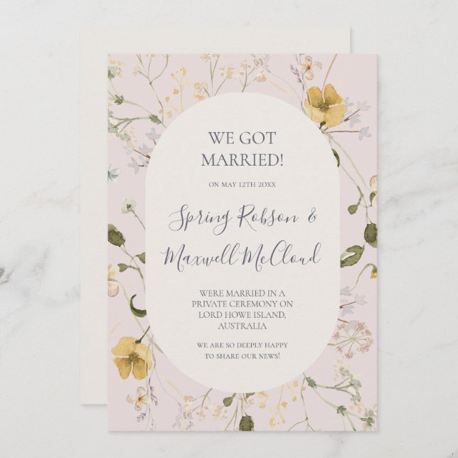 Spring Wildflower | Blush Elopement Announcement (Front/Back)