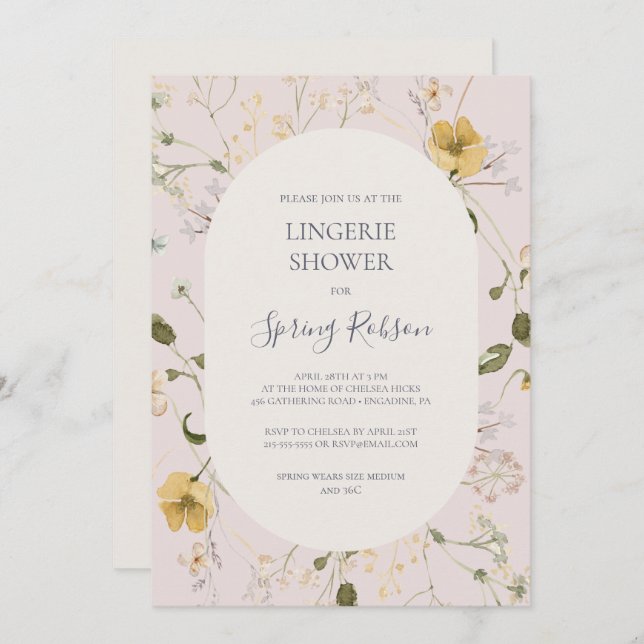 Spring Wildflower | Blush Lingerie Shower Invitation (Front/Back)