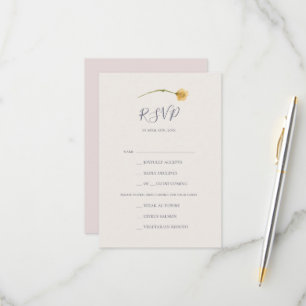 Spring Wildflower   Blush Menu Choice RSVP Card
