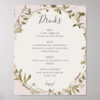 Spring Wildflower | Blush Wedding Drinks Menu Post