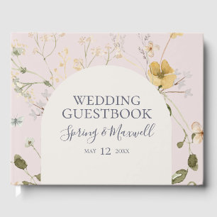 Spring Wildflower blush Wedding Guest Book