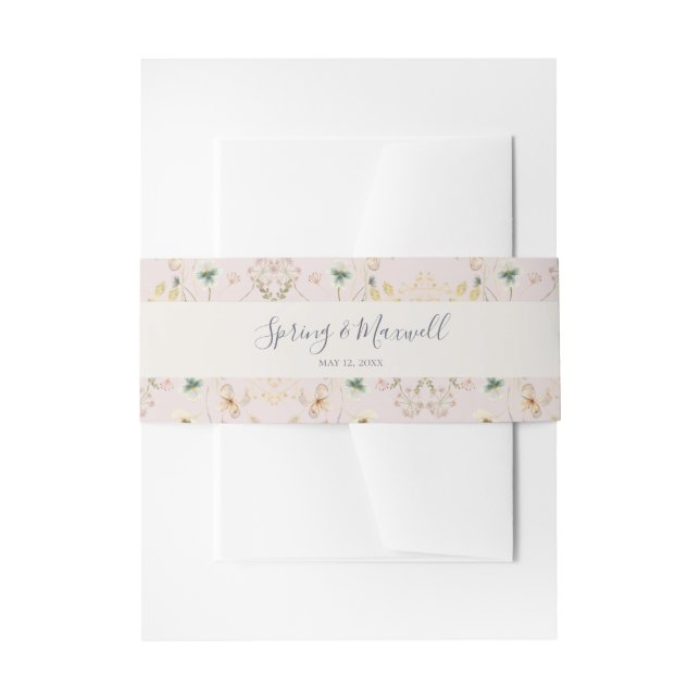 Spring Wildflower | Blush Wedding Invitation Belly Band (Front Example)