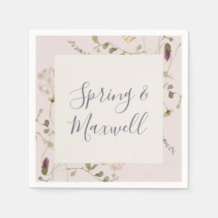 Spring Wildflower Blush Wedding Napkins