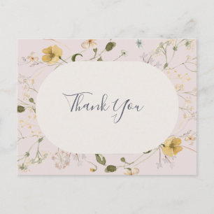 Spring Wildflower Blush Wedding Thank You Postcard