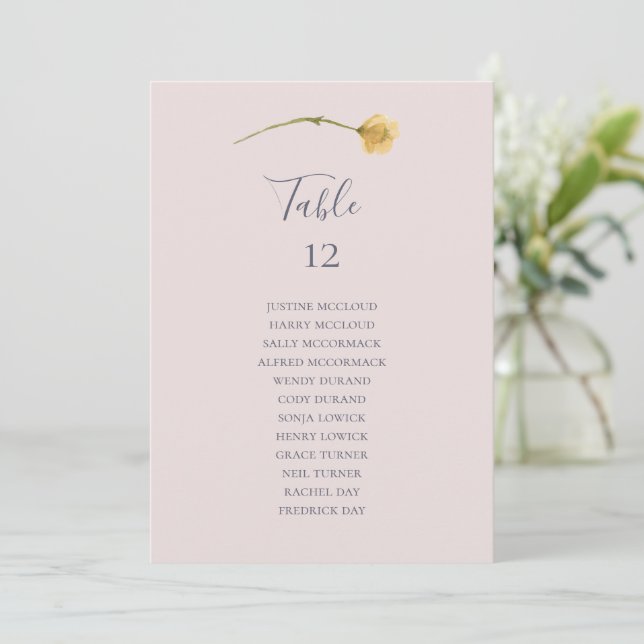 Spring Wildflower BlushTable Number Seating Chart (Standing Front)